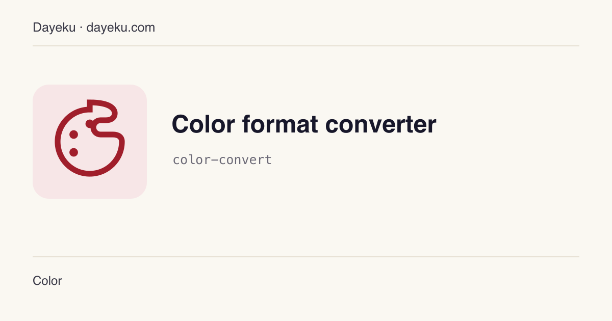 Color format converter · Convert between HEX / RGB / HSL with a live preview