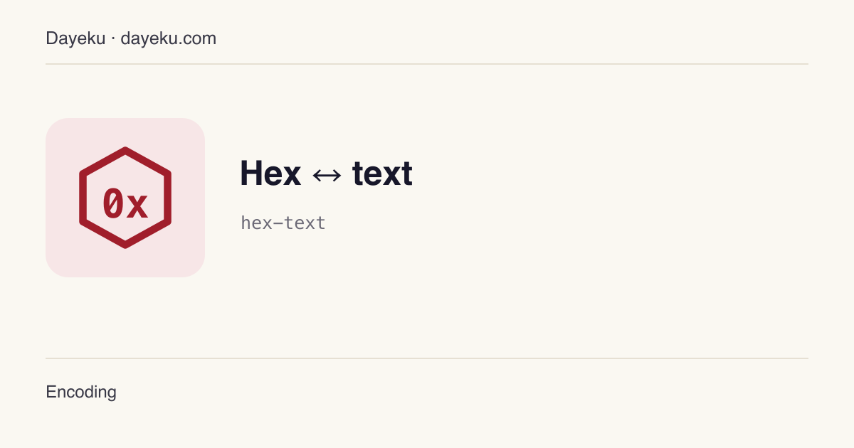 Hex ↔ text · Convert UTF-8 text and hex byte sequences both ways