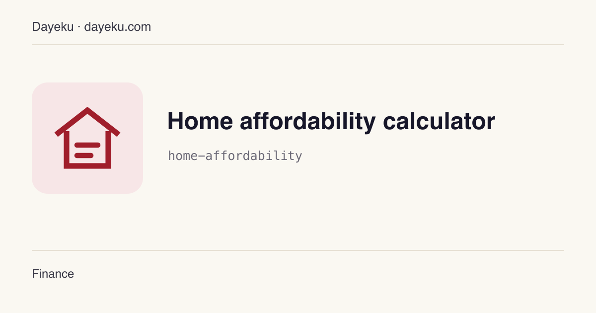 Home affordability calculator · Estimate an affordable property price from cash, payment budget and area