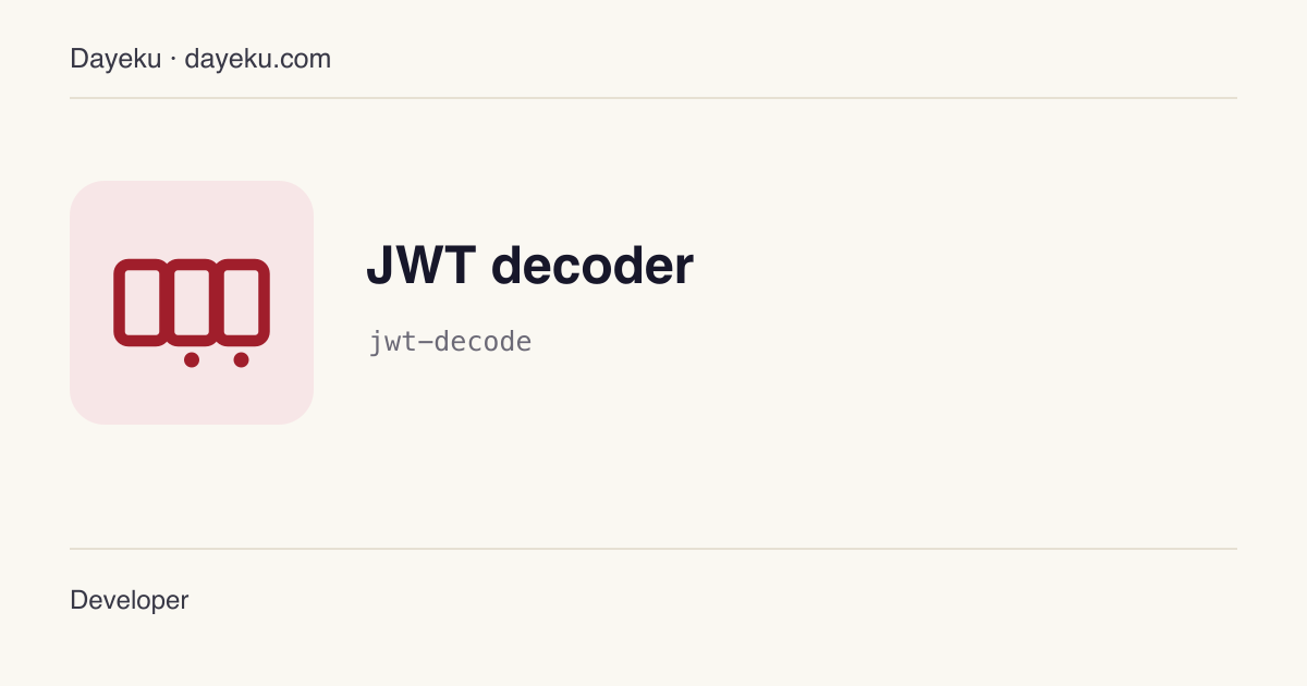 JWT decoder · Split a JWT and decode Header / Payload (no signature check)