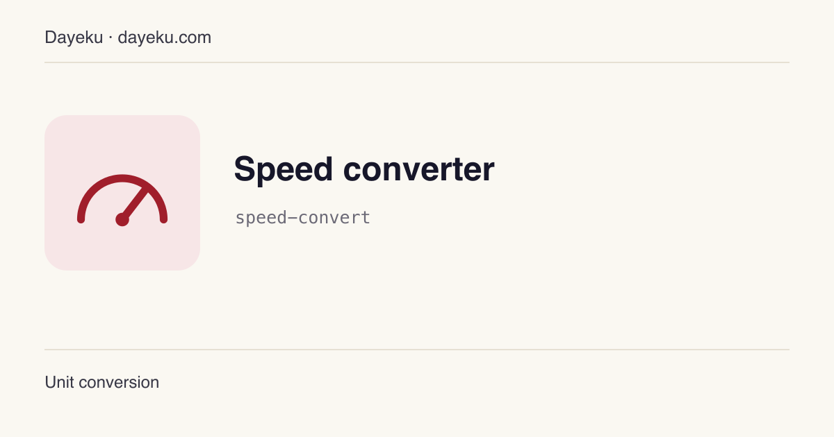 Speed converter · Convert between m/s, km/h, mph, ft/s, knots and Mach