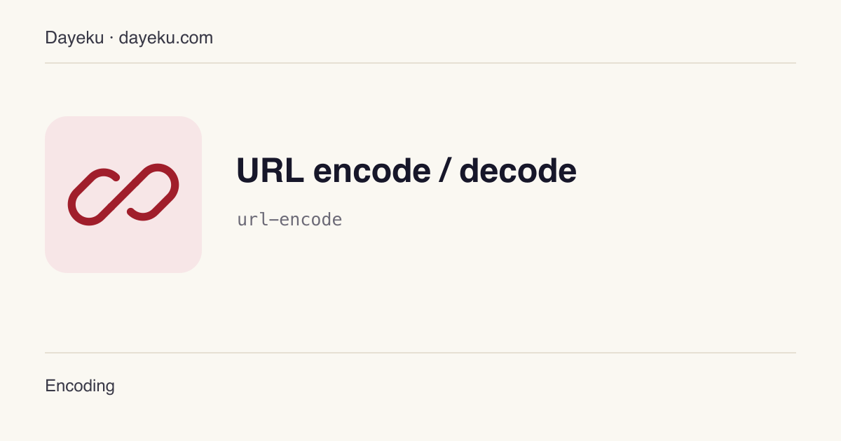 URL encode / decode · Percent-encoding for URLs and query values