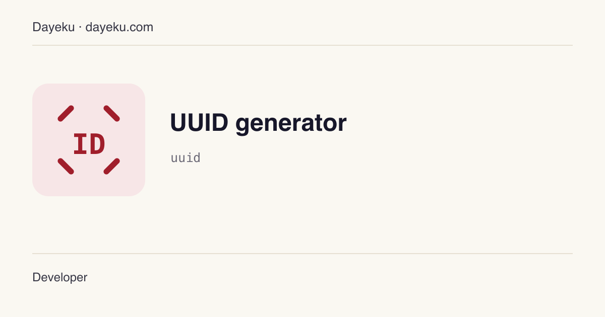 UUID generator · Generate UUID v4 (random) and v7 (time-ordered) in batches